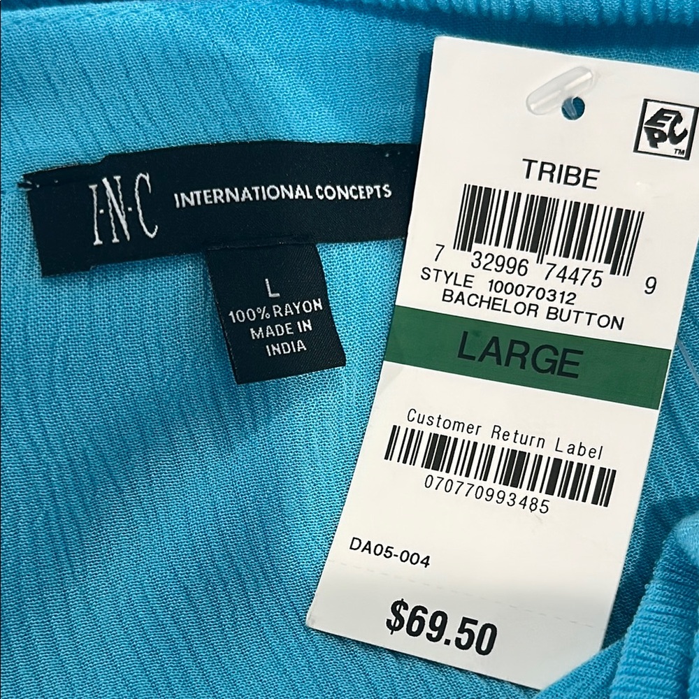 INC International Concepts Turquoise Lace-Up Blouse - Picture 10 of 10